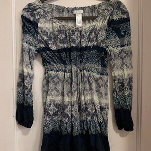 NWOT LizWear Blue Crinkle Peasant Top Blouse Women’s S